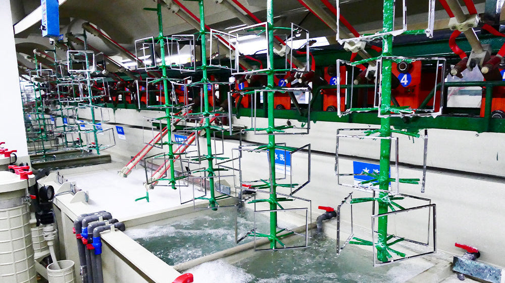 Winko in-house electroplating quality testing — salt spray corrosion resistance and adhesion testing for premium metal giftware production