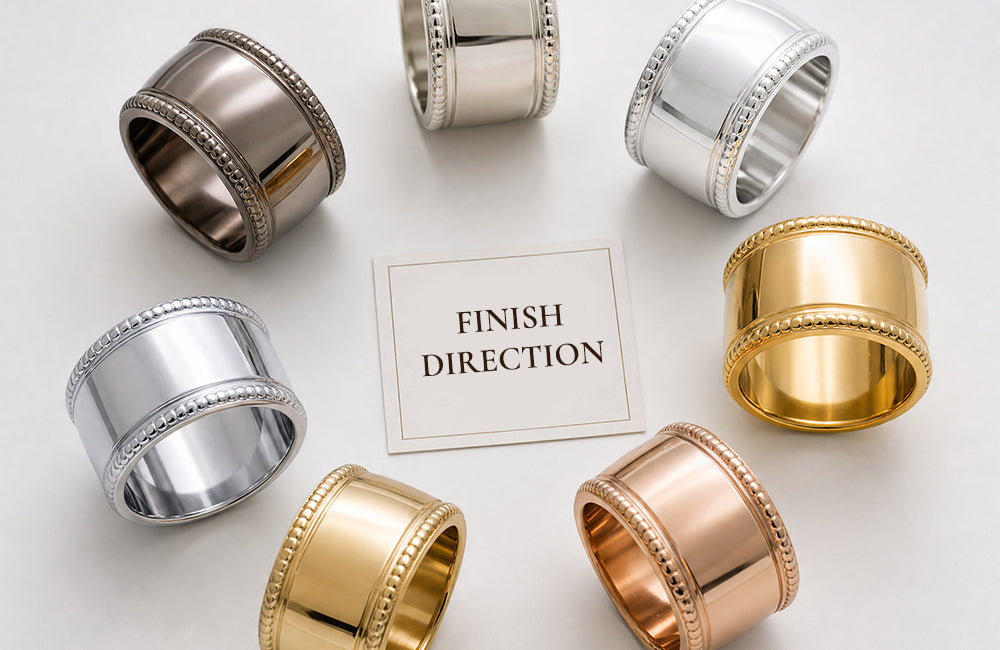  Winko electroplated metal giftware finish options — gold, silver, rose gold, champagne gold, chrome and gunmetal for B2B retail and corporate gifting