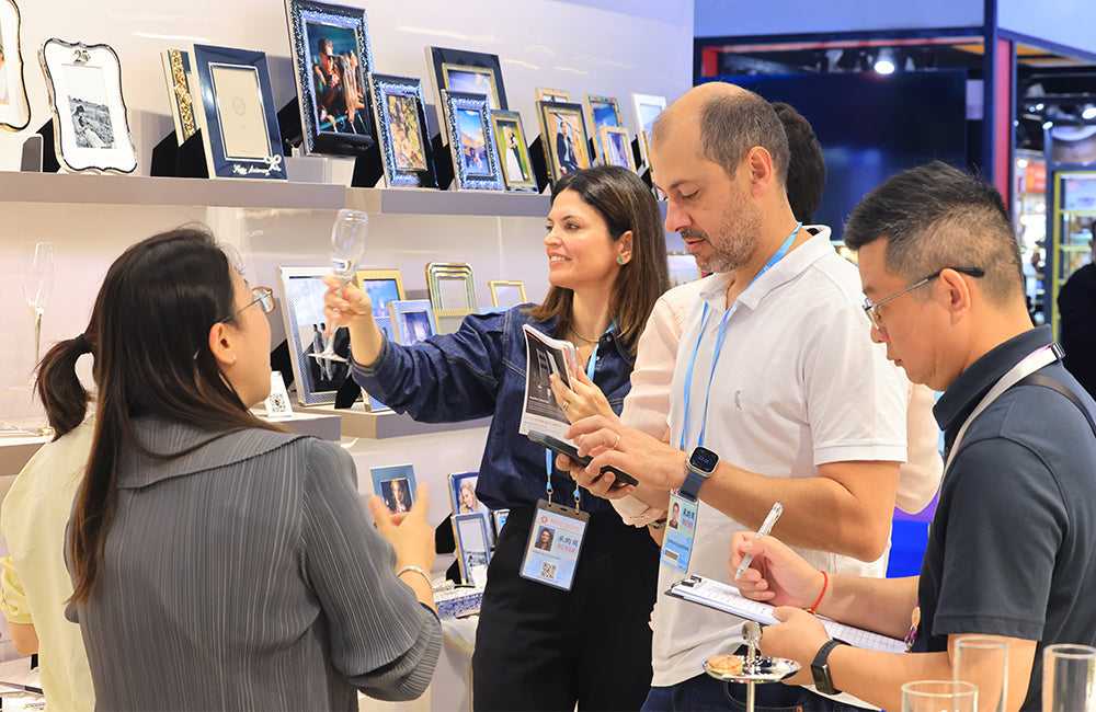  Winko at Canton Fair 2026 Phase 2 — 150+ qualified enquiries across home décor and tabletop metalware collections including Woven Glow and Delft Blue Linen