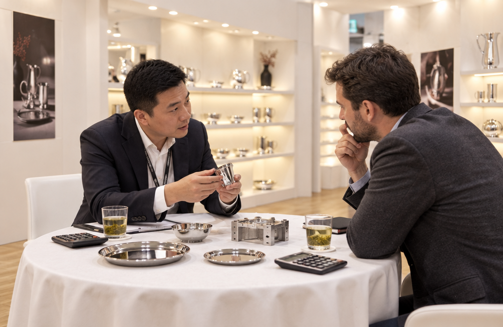 WINKO  Canton Fair metal factory sourcing — buyer and supplier conversation on the show floor